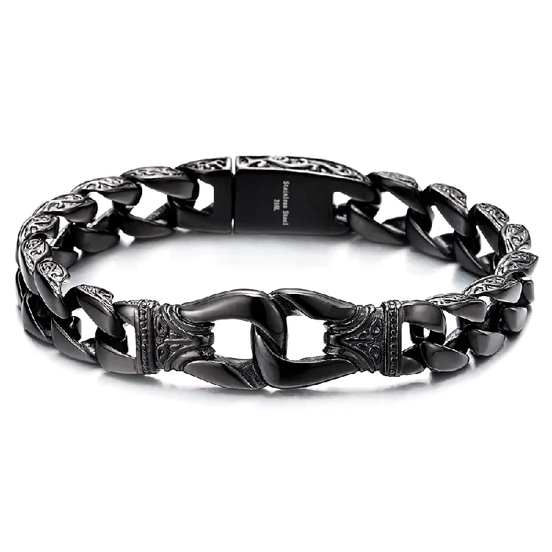 Exquisite Men’s Biker Curb Chain Bracelet Stainless Steel Silver Color High Polished