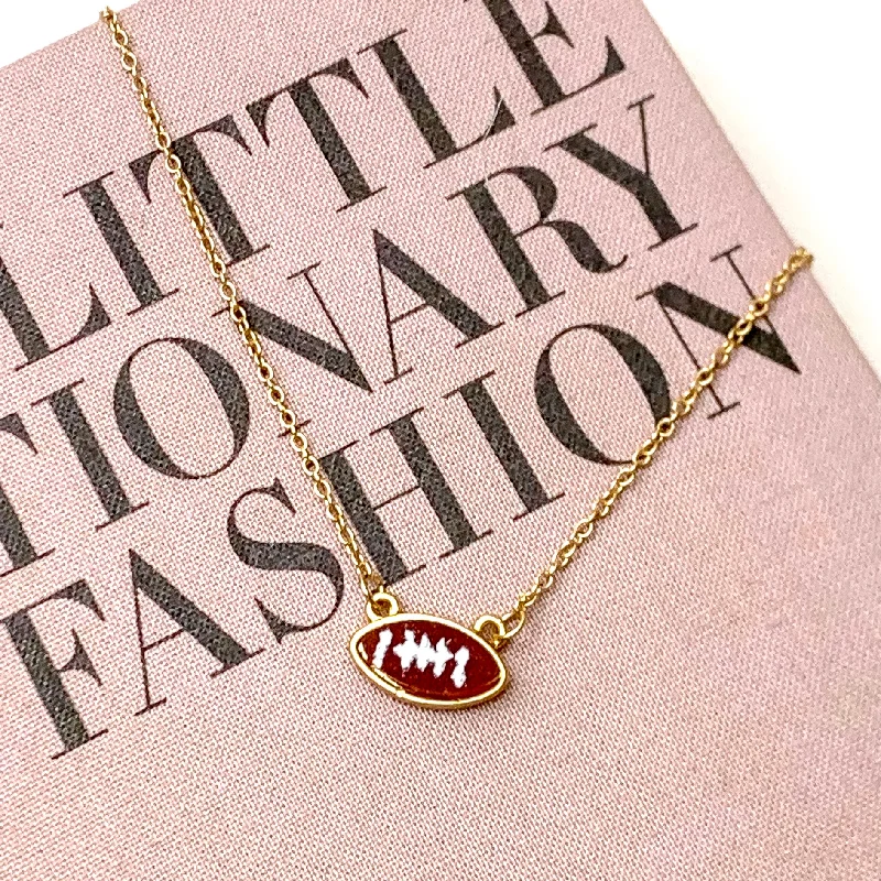 Let's Go! Gold Tone Druzy Football Pendant Necklace