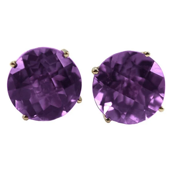 14k Yellow Gold 8mm Round-cut Gemstone Stud Earrings