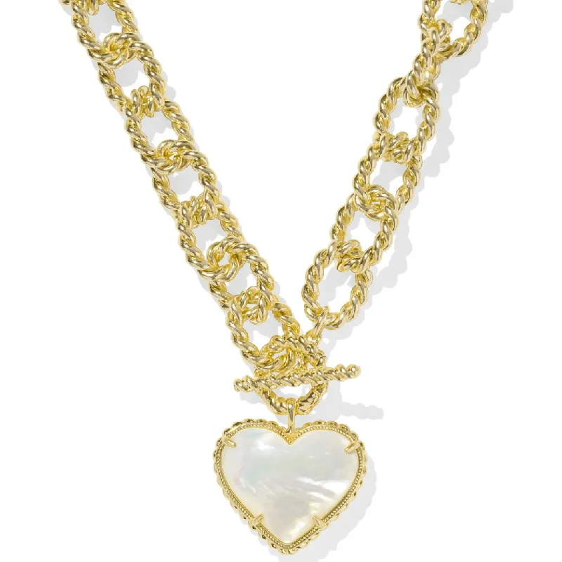 Kendra Scott | Haisley Heart Gold Statement Necklace in Ivory Mother-of-Pearl