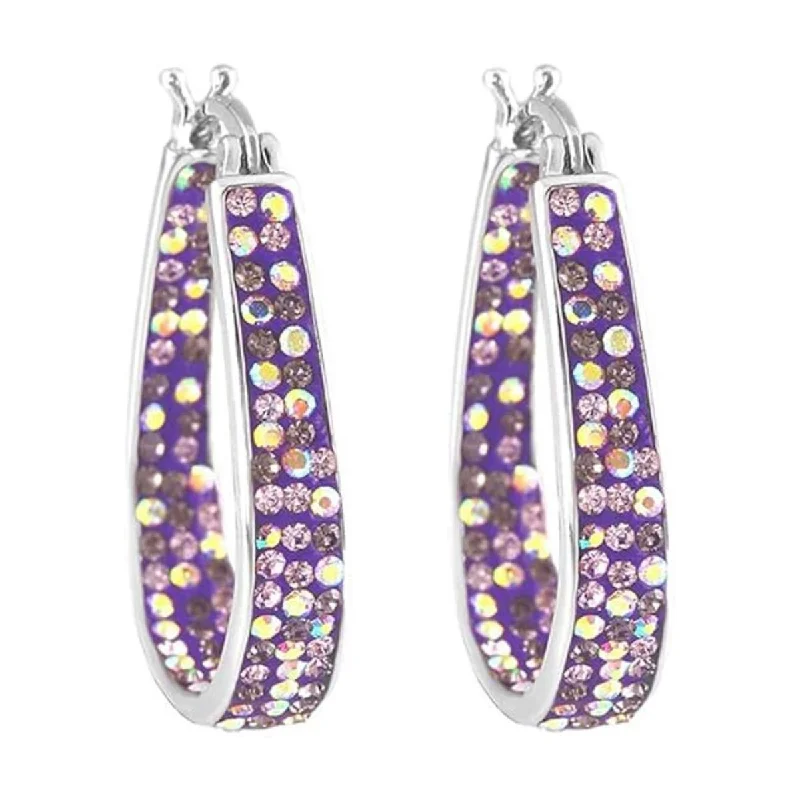 Tanzanite Inside Out Crystal Hoop Earrings For Women