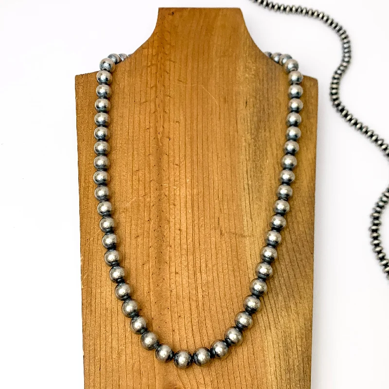 Navajo | Navajo Handmade Sterling Silver 12mm Navajo Pearls Necklace | 26 inches