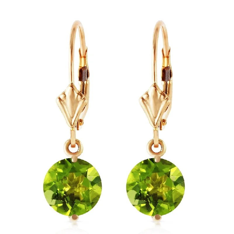 3.1 CTW 14K Solid Gold Charmed Life Peridot Earrings