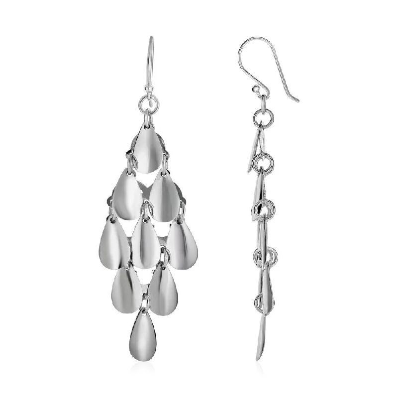 Polished Drop Earrings with Polished Teardrops in Sterling Silver