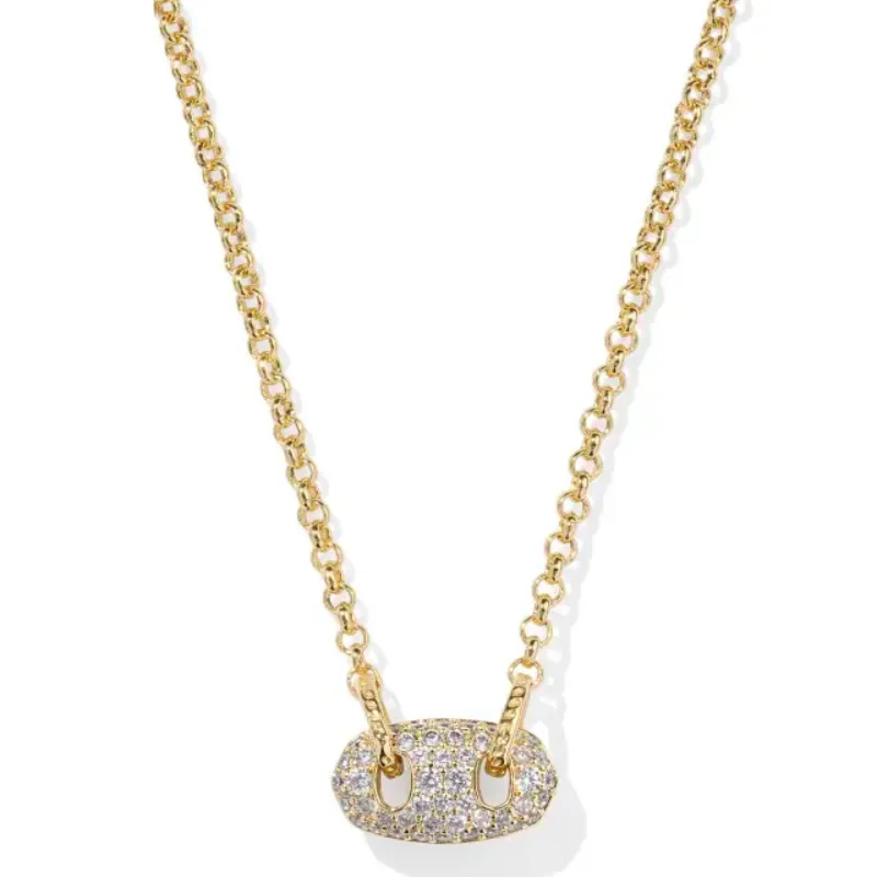 Kendra Scott | Bailey Pave Pendant Gold Necklace in White Crystal