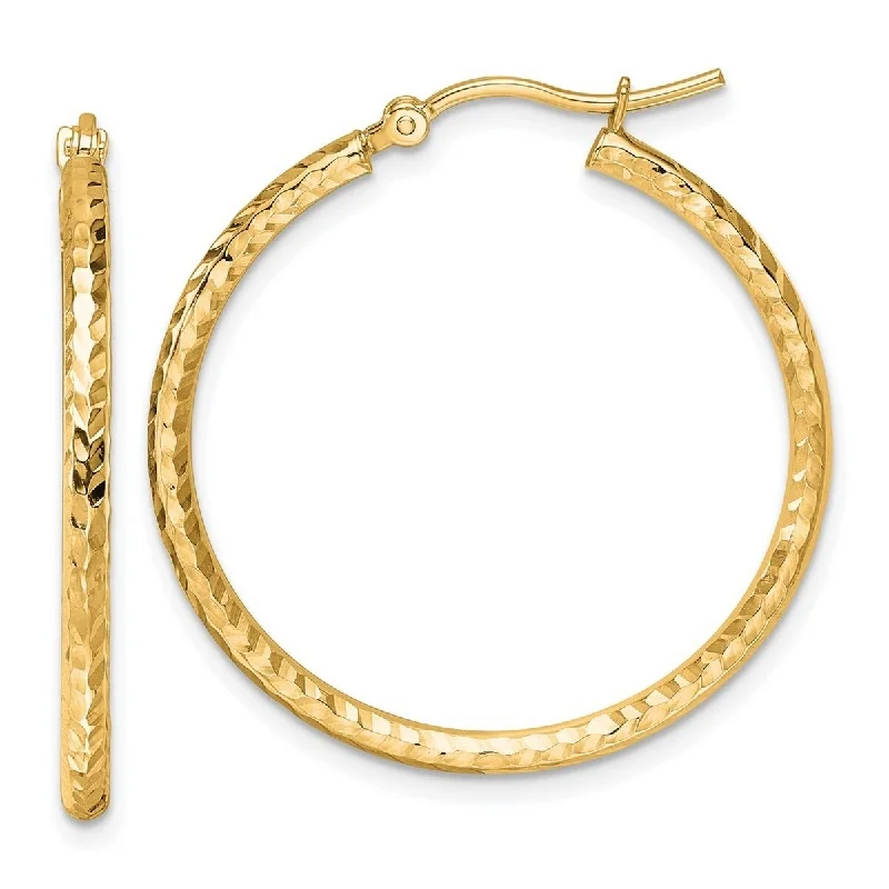 Curata 10k Yellow Gold Sparkle Cut Round Tube Hoop Earrings - 30x30mm