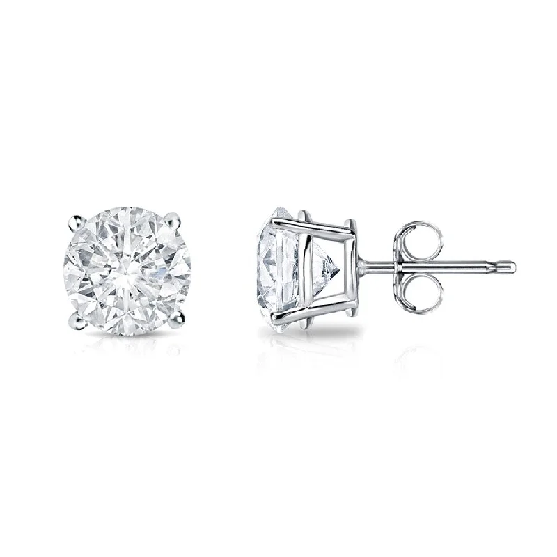 18k Gold Round 1ct TW Clarity Enhanced Diamond Stud Earrings (E-F, I2-I3)