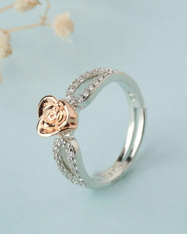 925 Sterling Silver Beautiful Rose Ring R01579