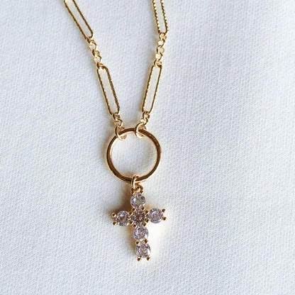 Kinsey Designs | Denise Gold Tone Necklace with CZ Crystal Cross Pendant