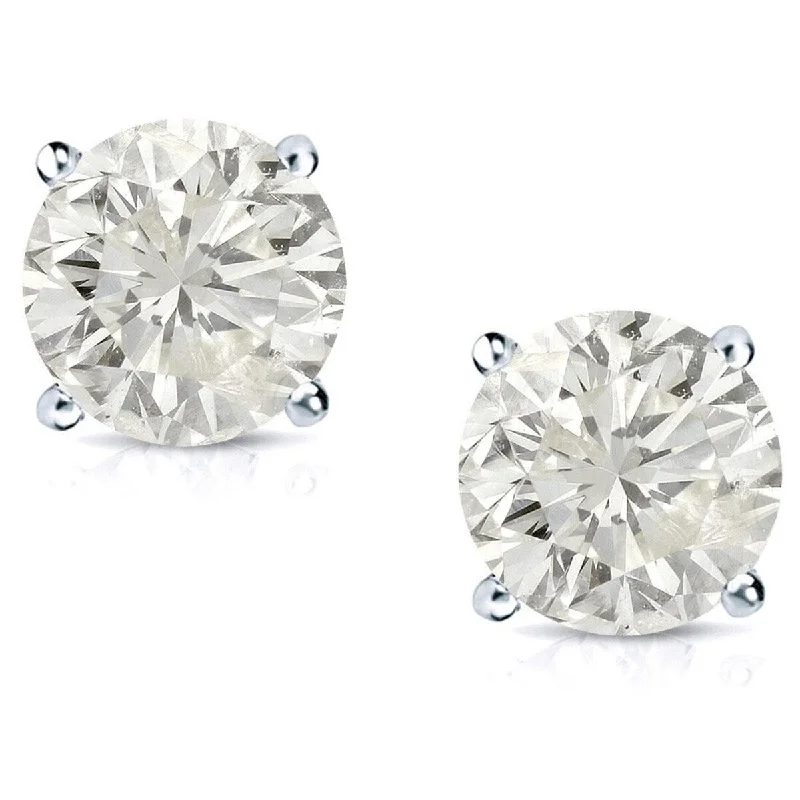 Auriya Platinum 1 1/2ctw Round Diamond Stud Earrings Clarity-enhanced