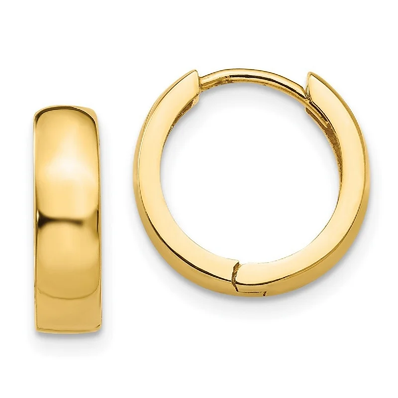 Curata 10k Yellow Gold Round Hinged Hoop Earrings - 12.8x13.5mm