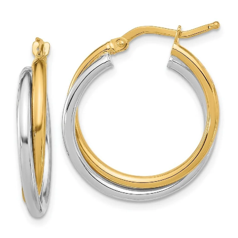 Curata 14k Two Tone Gold Twisted Hoop Earrings - 25.7x24mm