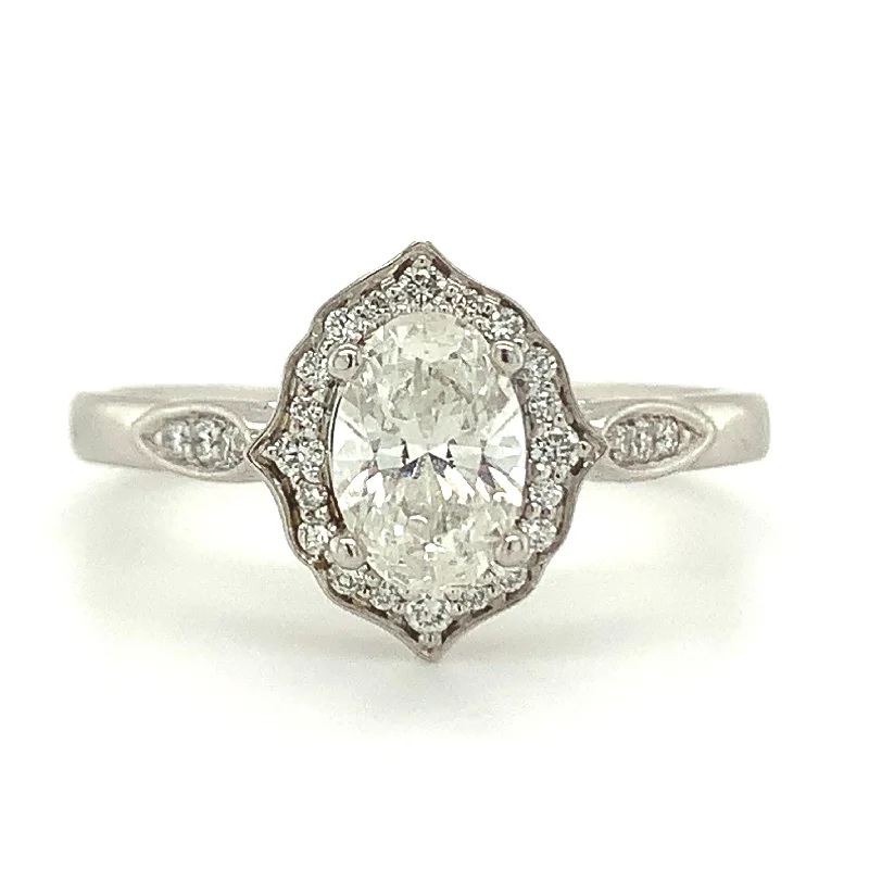 Brielle - Platinum 0.76ct Oval Halo Earth Grown Diamond Engagement Ring