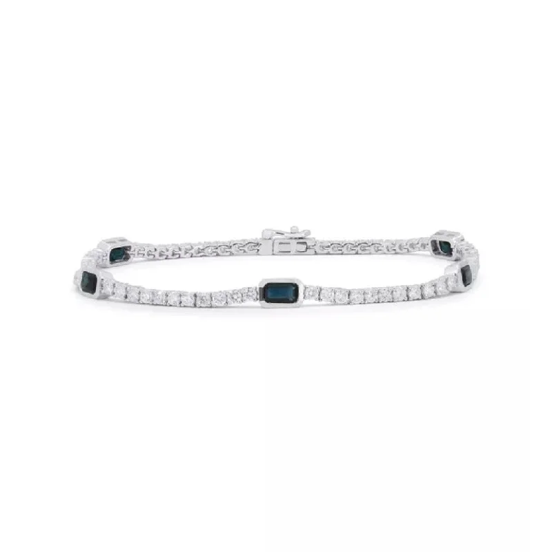 Diamond and Emerald Cut Sapphire Bracelet