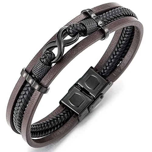 Metal Color: Black; Leather Color: Brown and Black