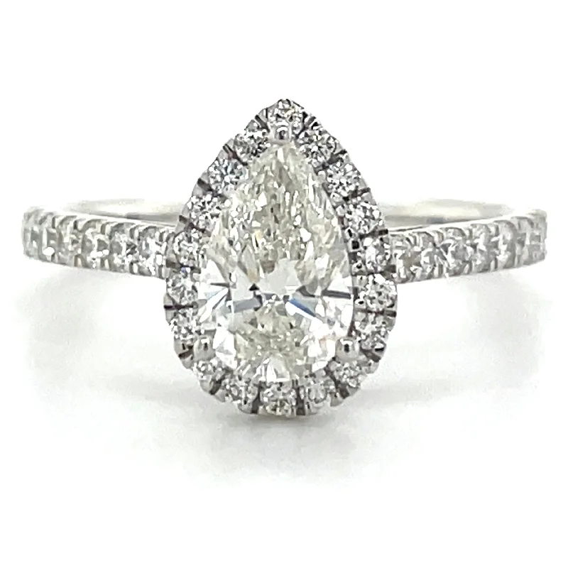 Aubrey - 14ct White Gold 1.19ct Laboratory Grown Pear Cut Diamond Halo Engagement Ring