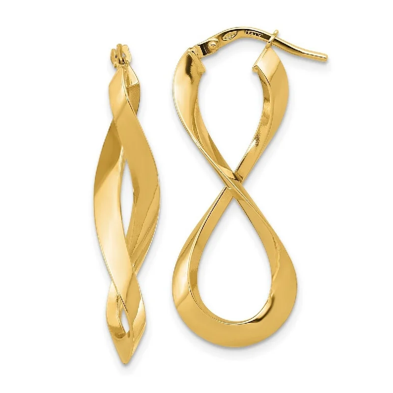 Curata 14k Yellow Gold Polished Left Right Eternity Hoop Earrings - 13.75x13.37mm