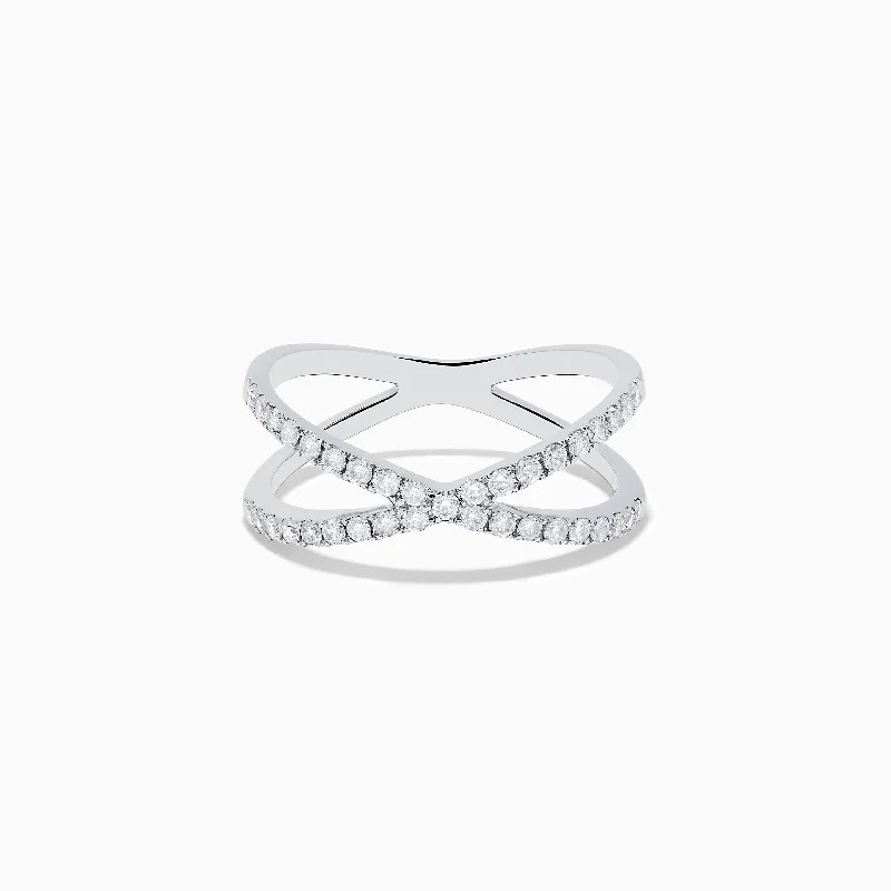 Pave Classica 14K White Gold Diamond Criss Cross Ring, 0.40 TCW