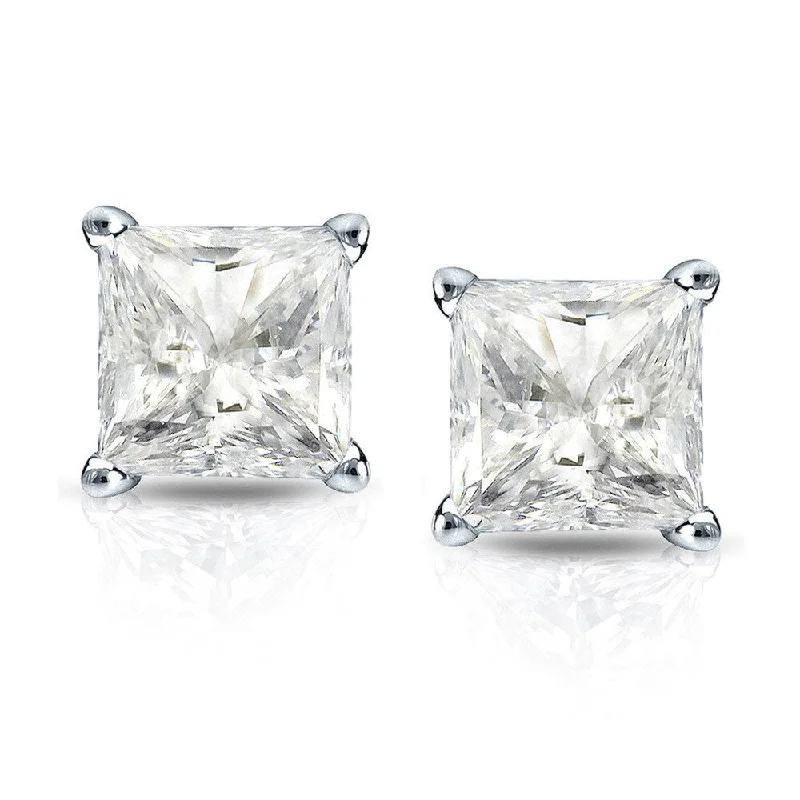 Auriya 1ctw Princess-cut Diamond Stud Earrings 14k Gold Martini-set (J-K, I2-I3)