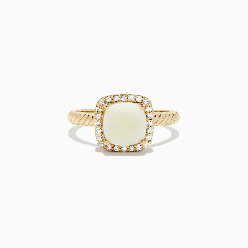 Aurora 14K Yellow Gold Opal and Diamond Ring, 1.33 TCW