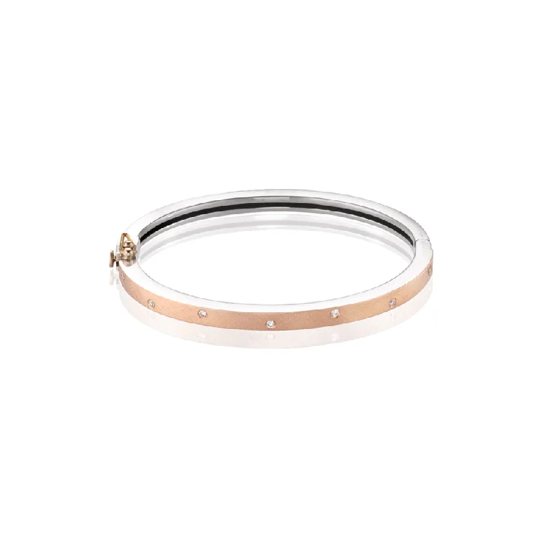 Rene Escobar Diamond Rose Gold Thin Cuff Bracelet