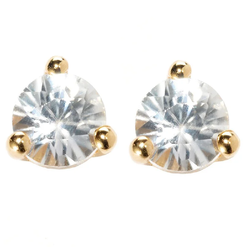 18k Yellow Vermeil or Platinum Over Sterling Silver White Zircon Martini Stud Earrings