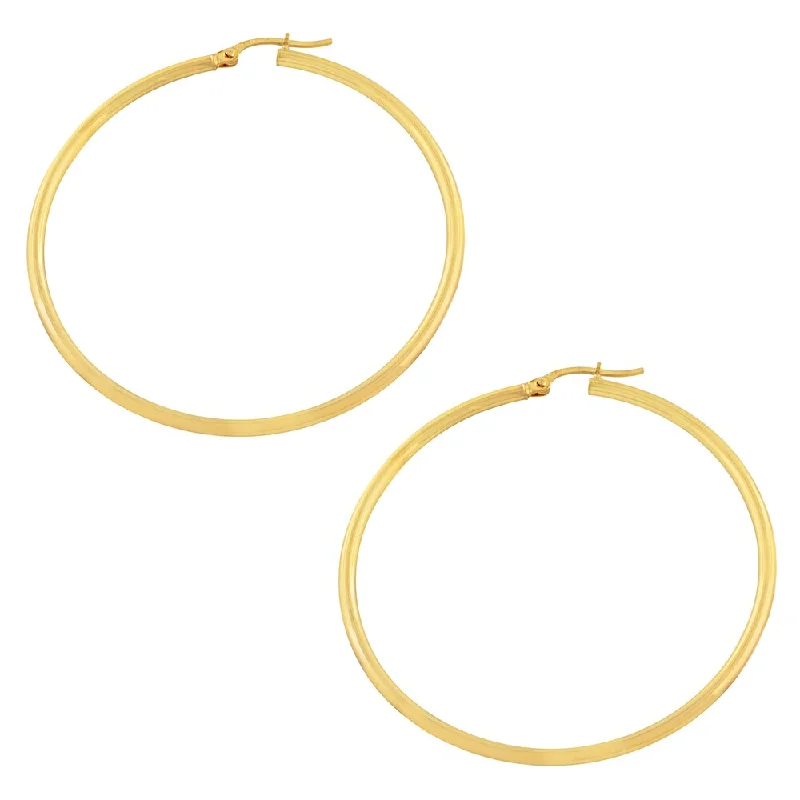 Fremada Women's 10 Karat Yellow Gold Round Hoop Earrings