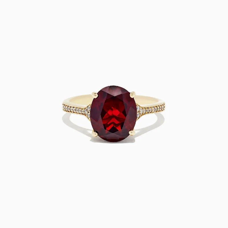 Bordeaux 14K Yellow Gold Garnet and Diamond Ring, 4.76 TCW