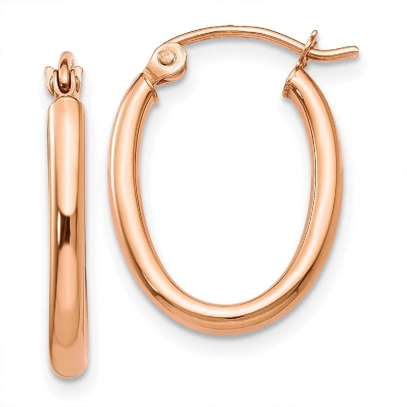 Curata 10k Rose Gold Oval Hoop Earrings - 21x13.5mm