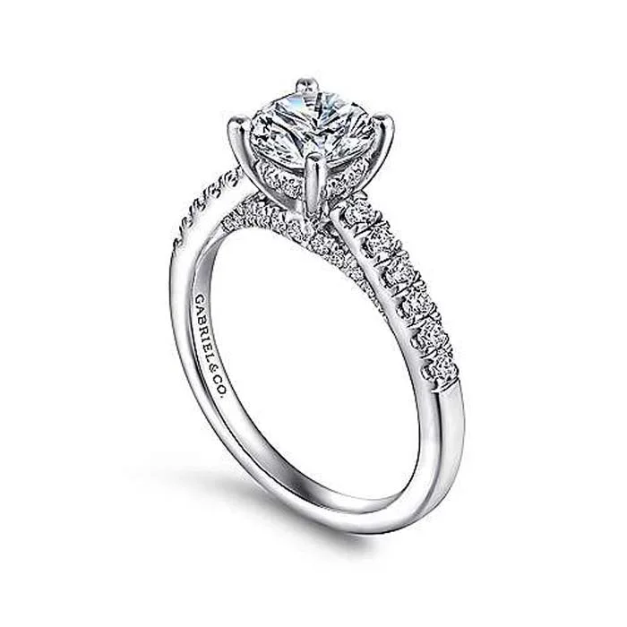 Gabriel & Co. "Jones" Round Diamond Engagement Ring Semi-Mounting in 14K White Gold