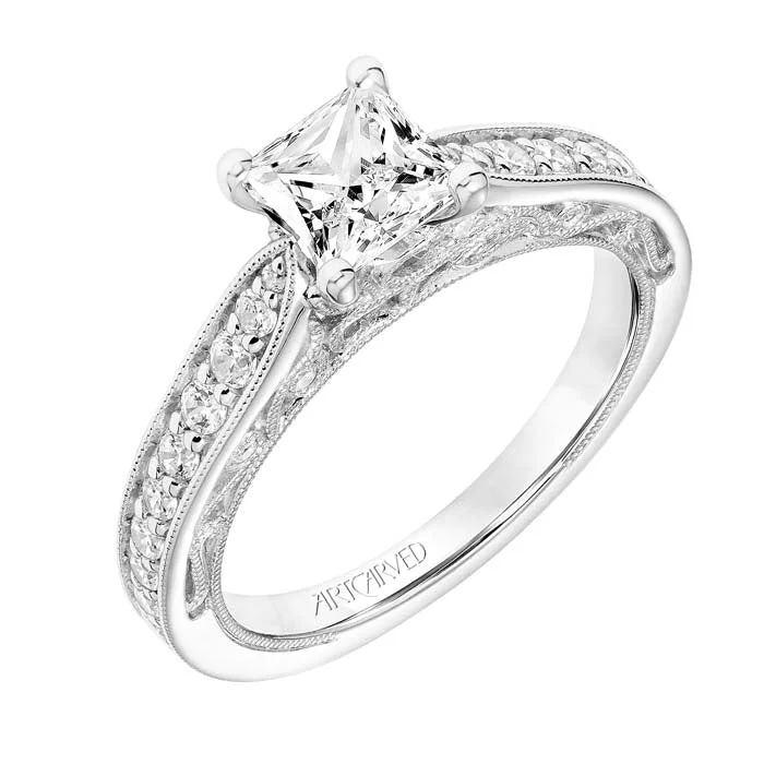 ArtCarved "Blanche" Diamond Engagement Ring Semi-Mounting in 14K White Gold