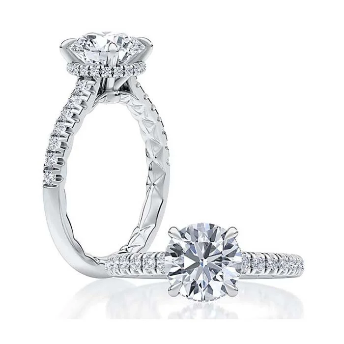 A. Jaffe Hidden Halo Round Engagement Ring Semi-Mounting in 14K White Gold