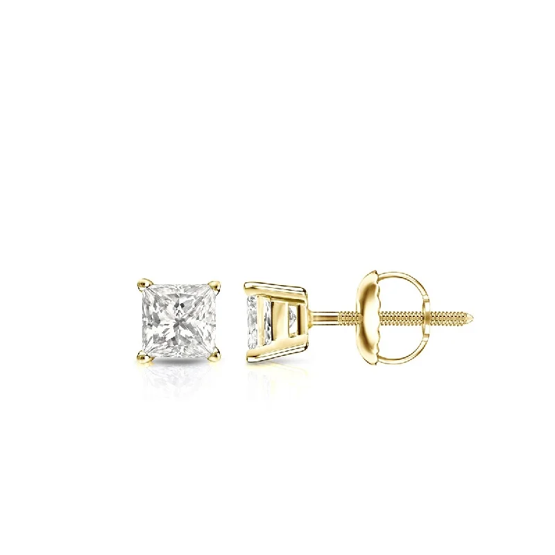 Auriya 14k Gold 0.33ctw Princess-cut Diamond Stud Earrings