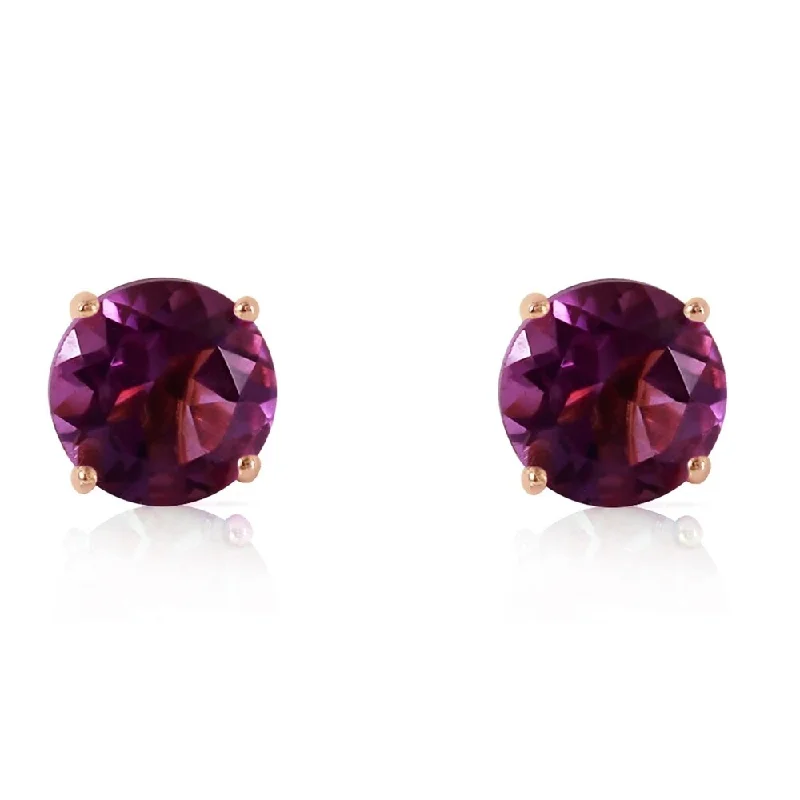 3.1 Carat 14K Solid Rose Gold Anna Amethyst Stud Earrings