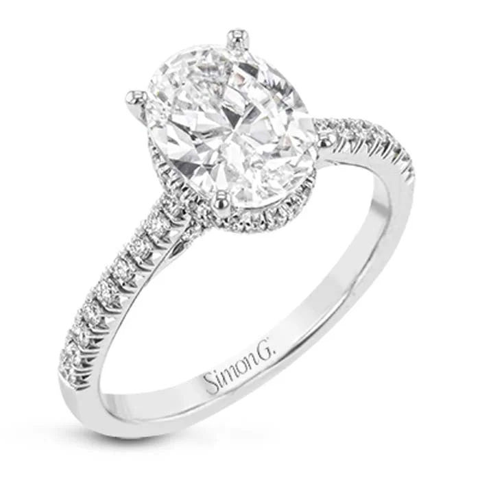 Simon G. Oval Pavé Engagement Ring Semi-Mounting in 18K White Gold