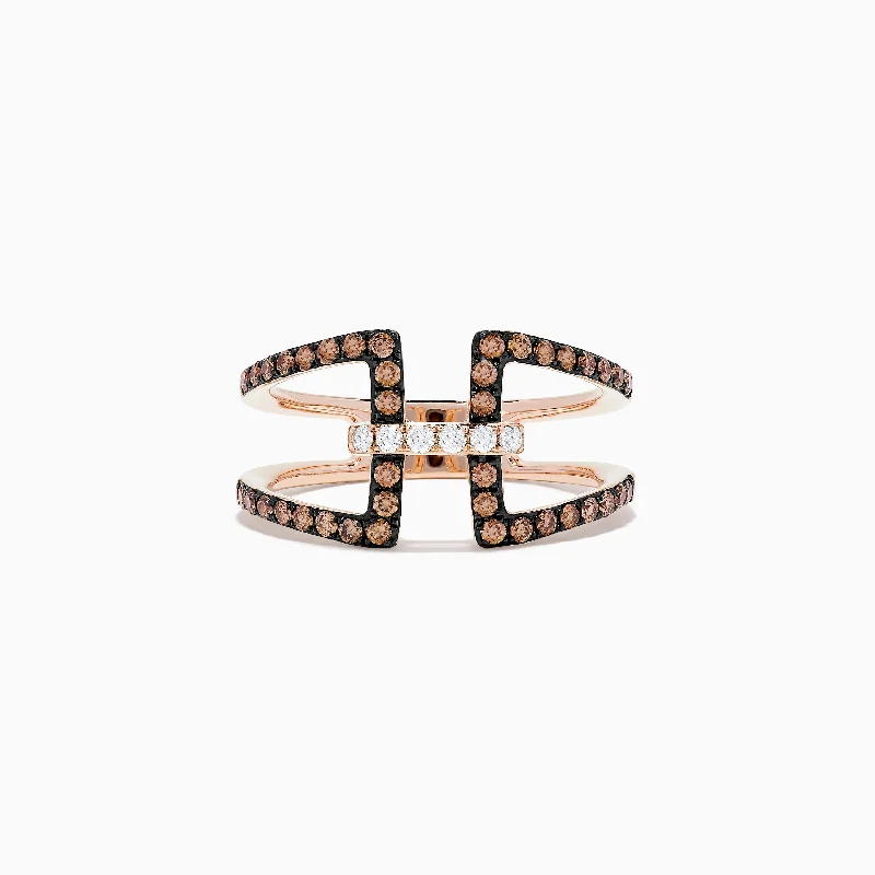 14K Rose Gold Espresso and White Diamond Ring