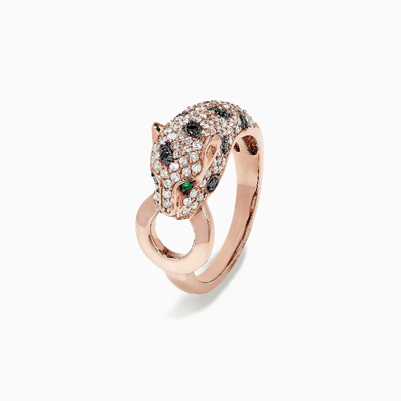 Signature 14K Rose Gold Diamond and Emerald Ring, 0.66 TCW