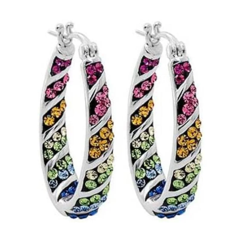 Multi Color Inside Out Crystal Hoop Earrings For Women - Multi Color