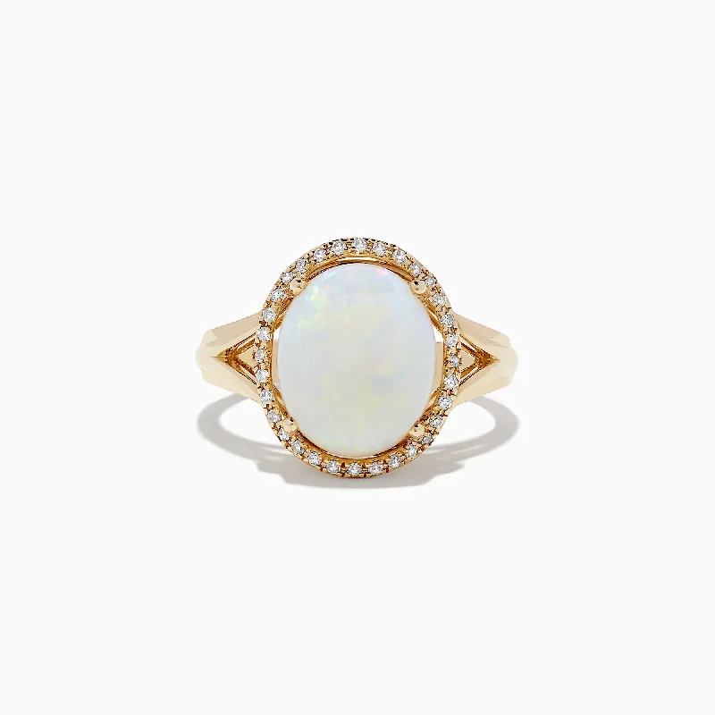 Aurora 14K Yellow Gold Opal and Diamond Ring, 2.64 TCW