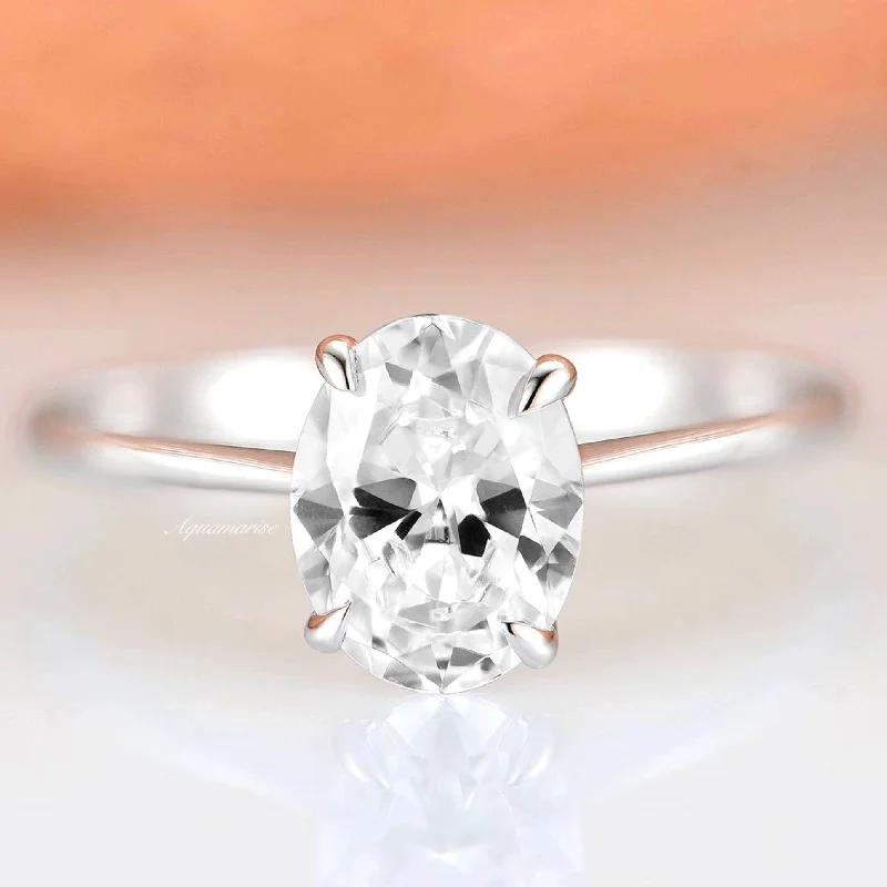 2CT Moissanite Engagement Ring- 14K White Gold