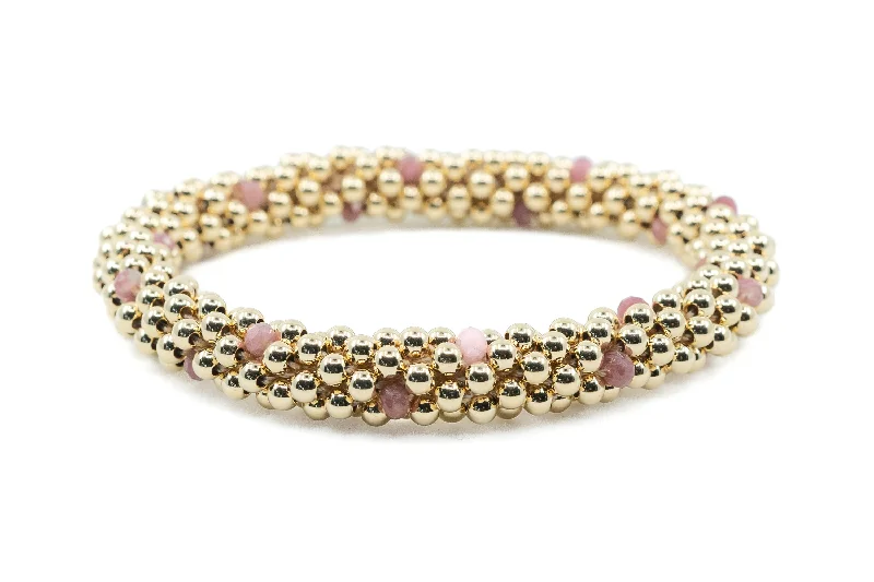 14K Gold Filled Cluster Bracelet with Pink Tourmaline accents