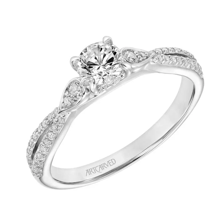 ArtCarved "Mara" Diamond Engagement Ring Semi-Mounting in 14K White Gold