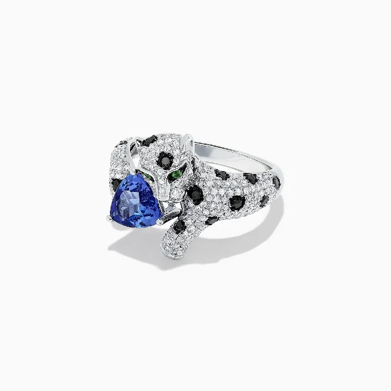 Signature 14K White Gold Tanzanite and Diamond Panther Ring, 2.07 TCW