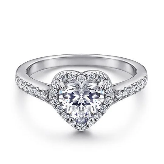 Heart Halo Engagement Ring