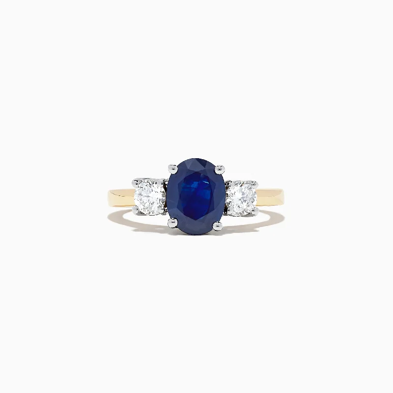 Royale Bleu 14K Two Tone Gold Sapphire and Diamond Ring, 2.39 TCW