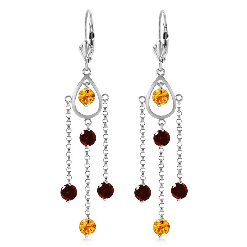 3 Carat 14K Solid White Gold Freedom Costs Citrine Garnet Earrings