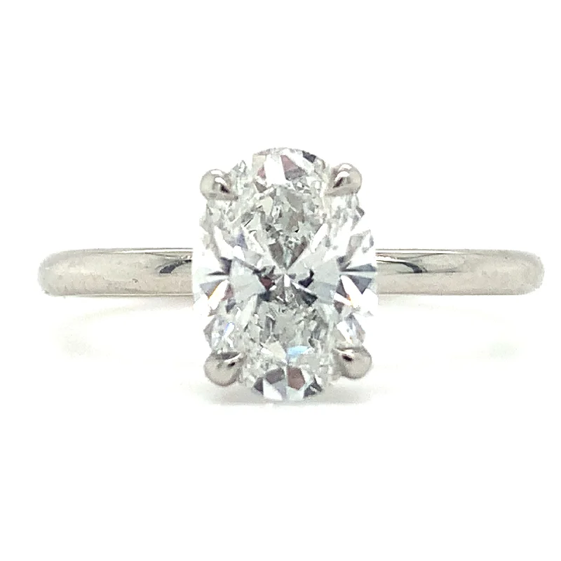 Valeria - Platinum 1.29ct Laboratory Grown Oval Solitaire Engagement Ring with Hidden Halo