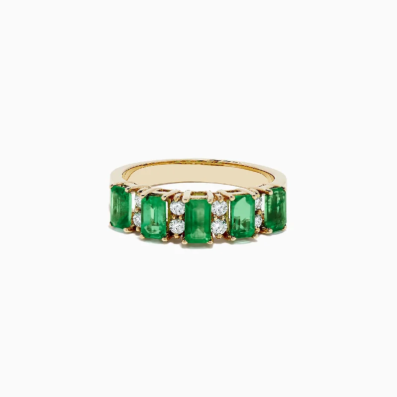 14K Yellow Gold Emerald and Diamond Band, 1.53 TCW