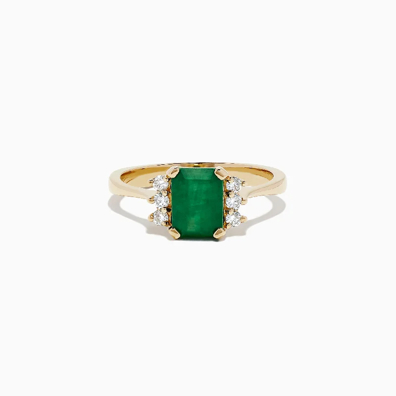 Brasilica 14K Yellow Gold Emerald and Diamond Ring, 1.57 TCW