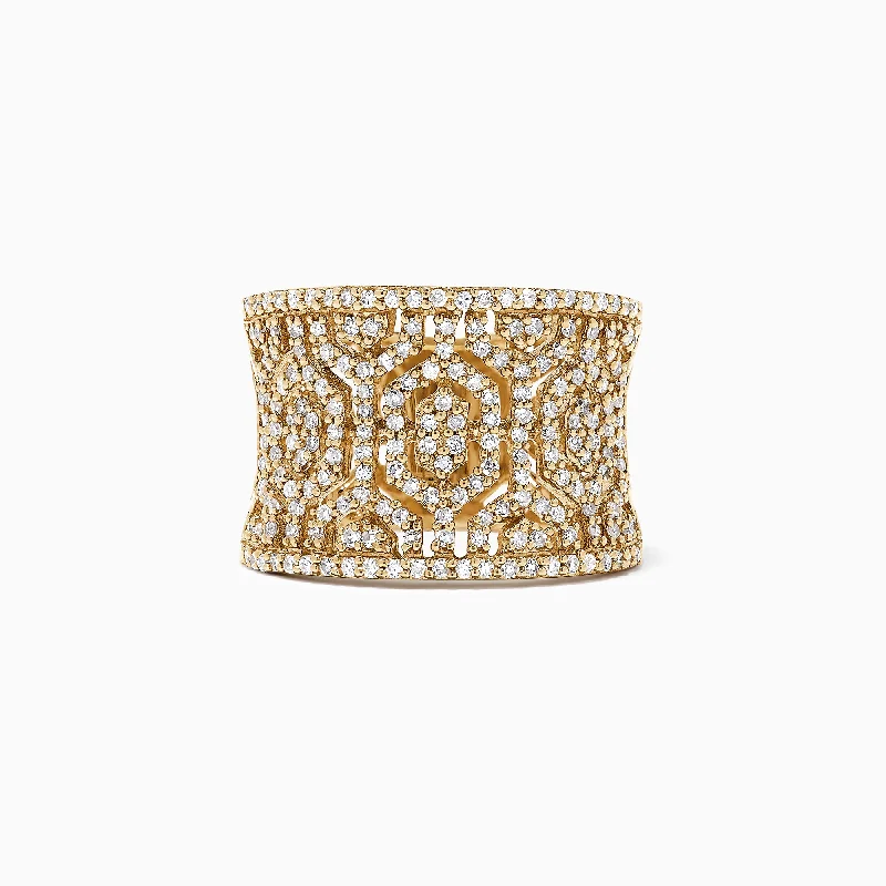 D'Oro 14K Yellow Gold Diamond Maze Ring, 0.79 TCW